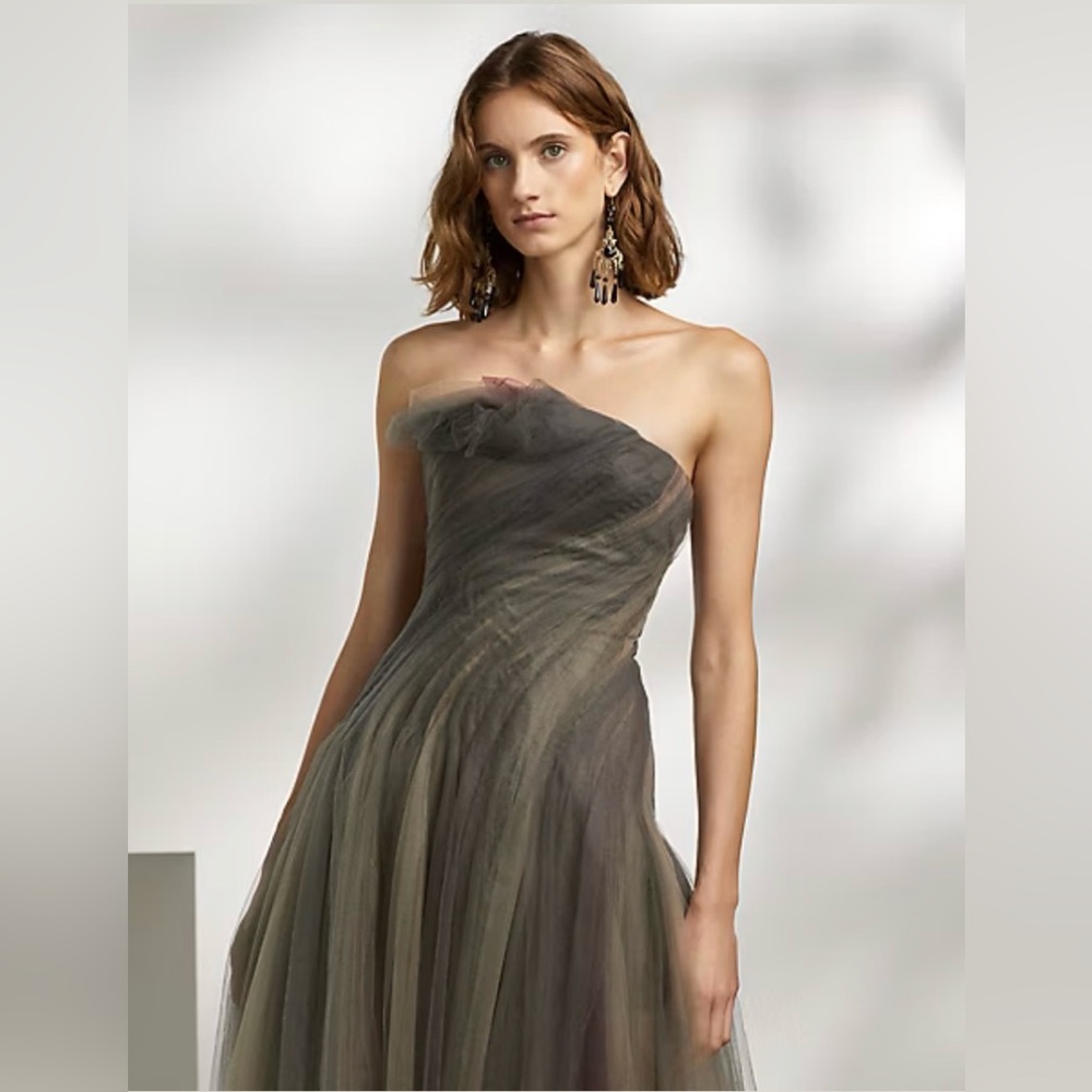 Ralph Lauren Collection Purple Label Tulle Strapless Evening Dress Formal Midi 6 - Picture 13 of 16